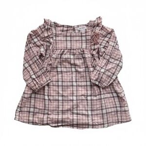 Joe Fresh | Pink Plaid Baby Girl’s Flannel Dress with Ruffled Sleeves